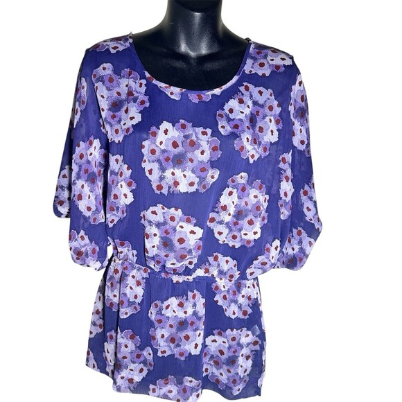 Erin Fetherston Sheer Purple Blouse Dolman Sleeves Sz XS - Picture 1 of 7
